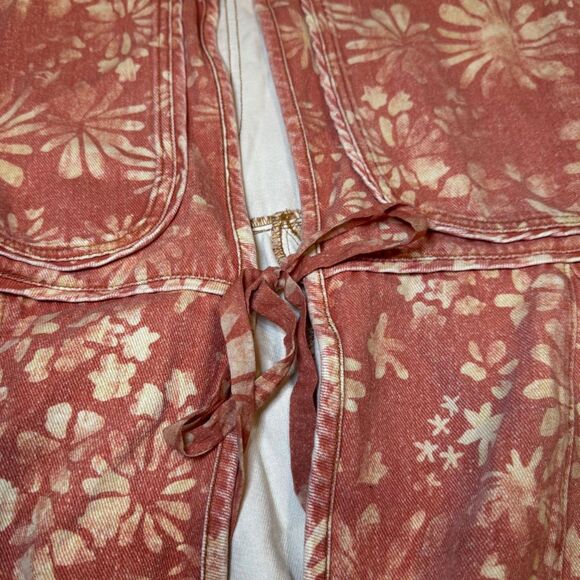 Free People Lua Bed Floral Denim Jacket - Size Medium, Apricot Combo, NWOT - Picture 6 of 8